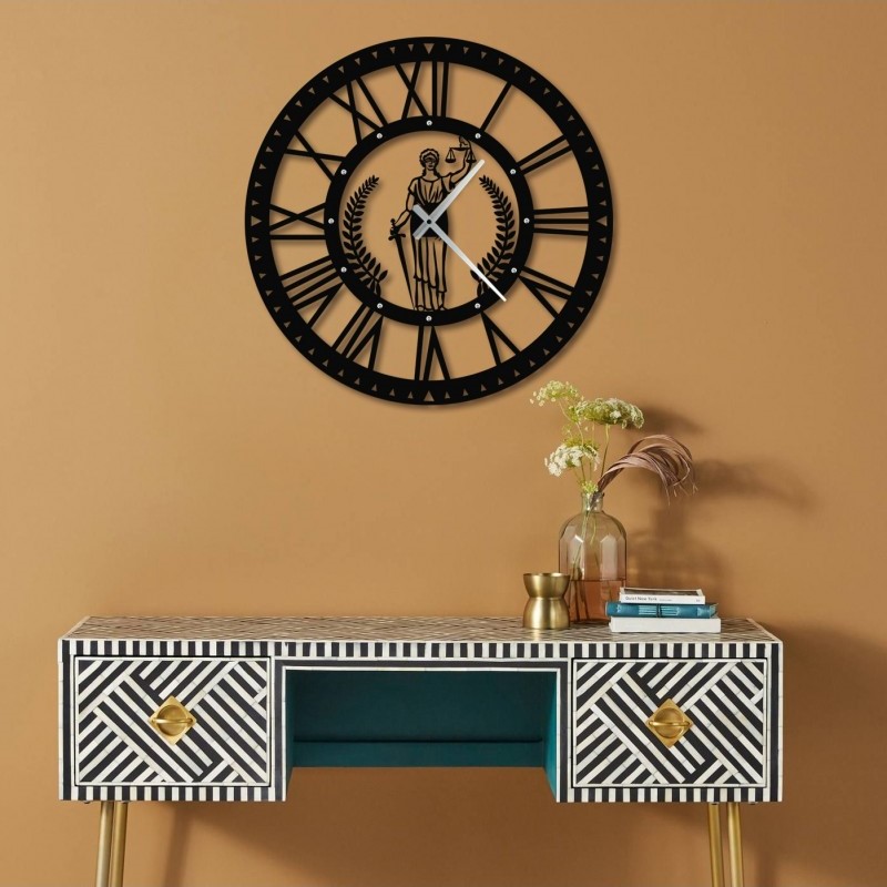 Themis 70 cm Avukat Temalı Metal Duvar Saati