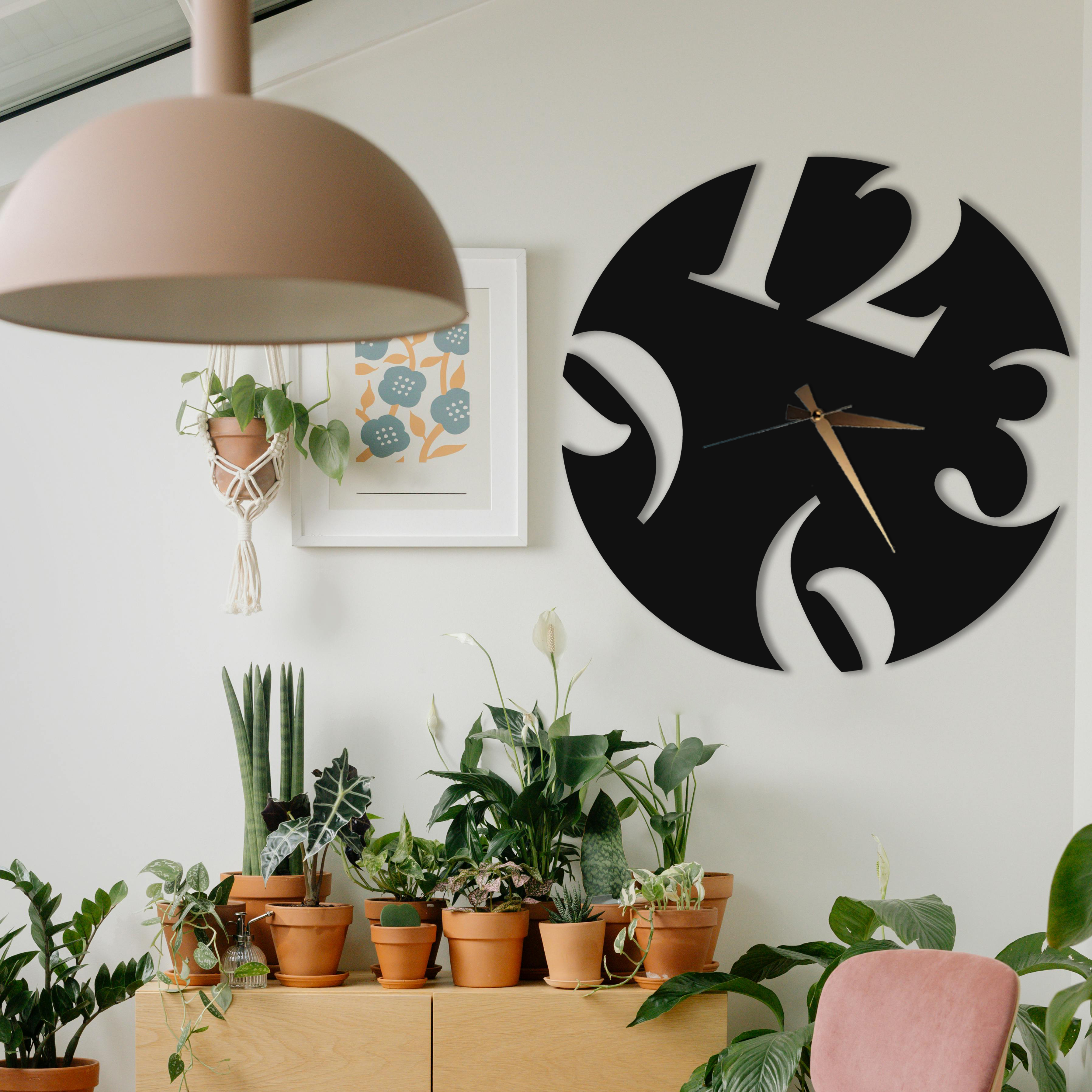 Black 50 cm Metal Duvar Saati