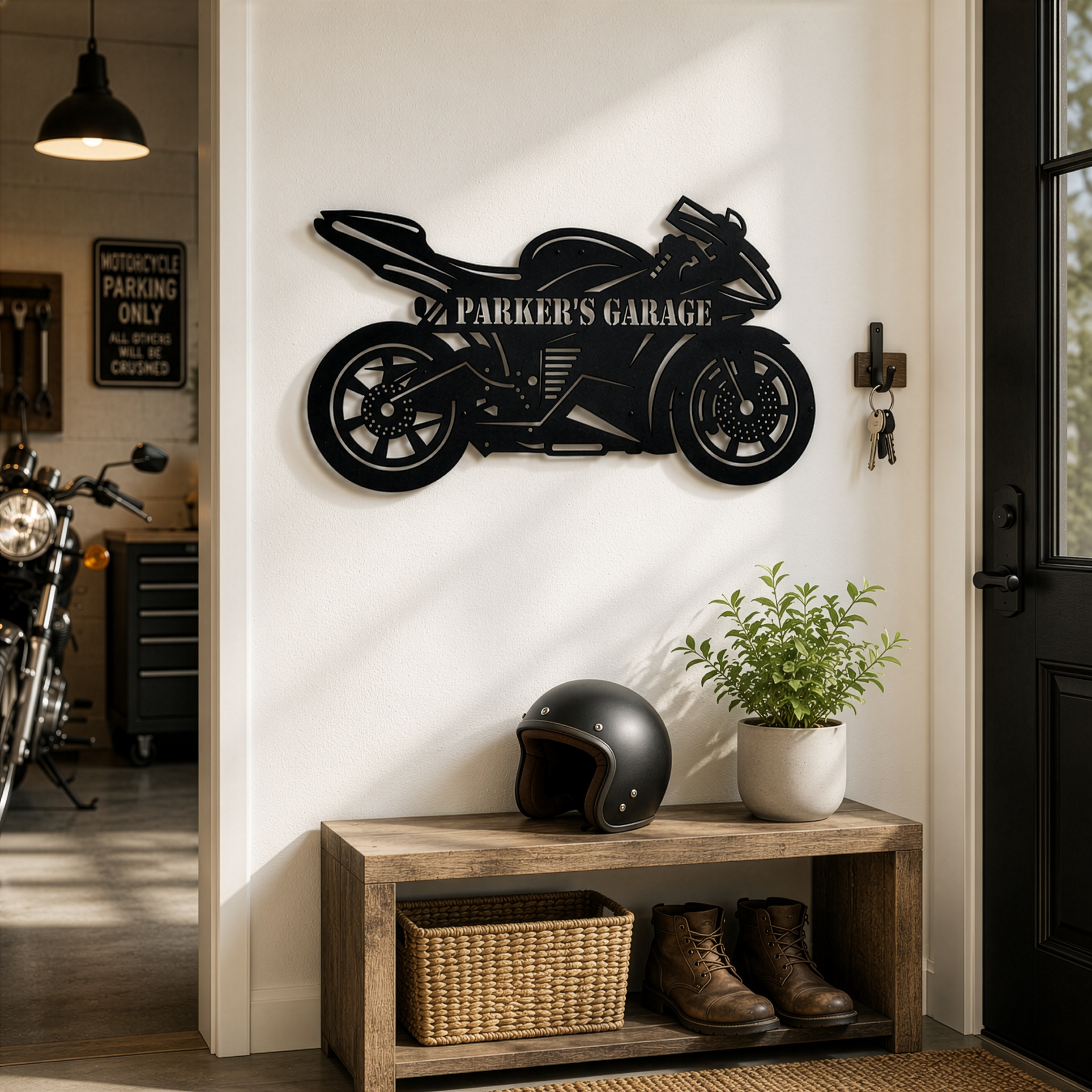 Özelleştirilebilir Motosiklet Metal Duvar Dekoru